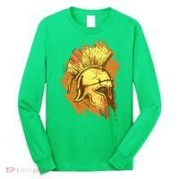 Grunge Painted Spartan Gladiator Warrior Helmet Long Sleeve Shirt thumb 0