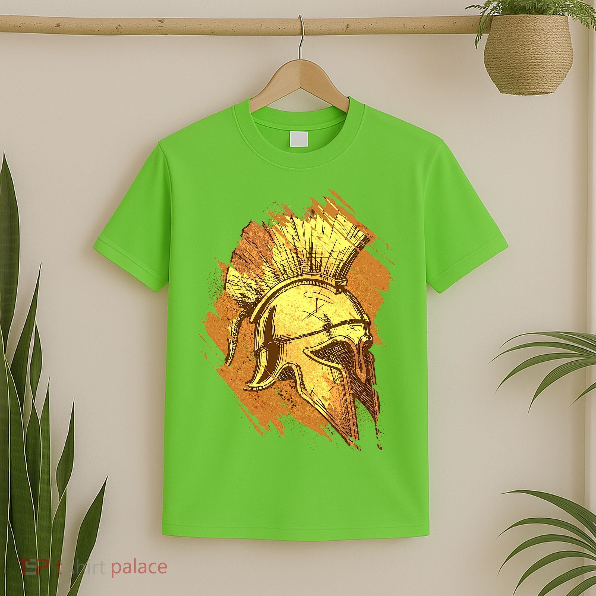 Grunge Painted Spartan Gladiator Warrior Helmet T-Shirt