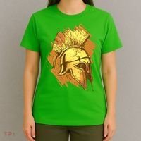 Grunge Painted Spartan Gladiator Warrior Helmet T-Shirt thumb 4