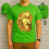 Grunge Painted Spartan Gladiator Warrior Helmet T-Shirt thumb 6