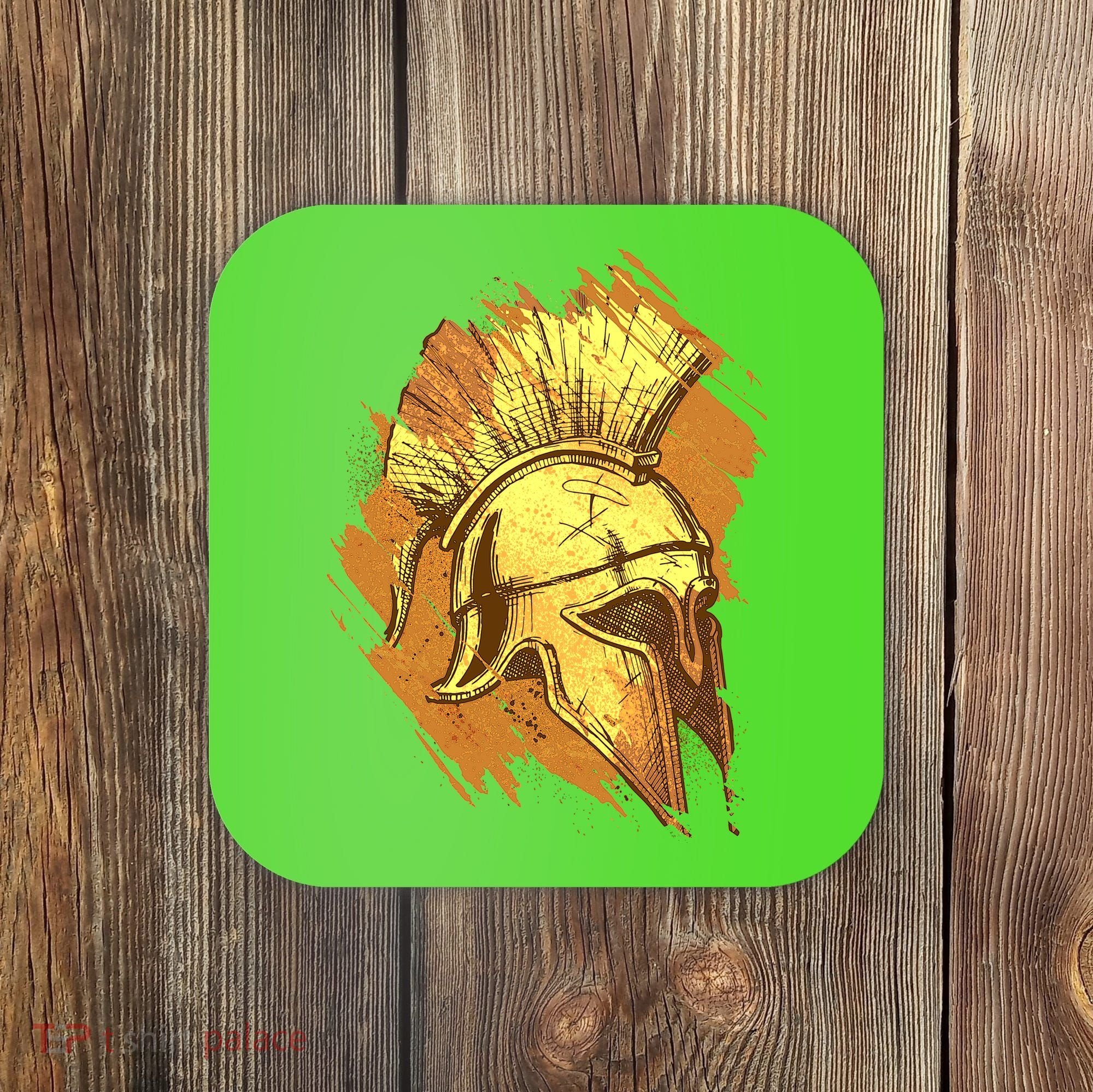 Grunge Painted Spartan Gladiator Warrior Helmet Coaster