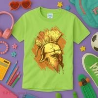 Grunge Painted Spartan Gladiator Warrior Helmet Kids T-Shirt thumb 3