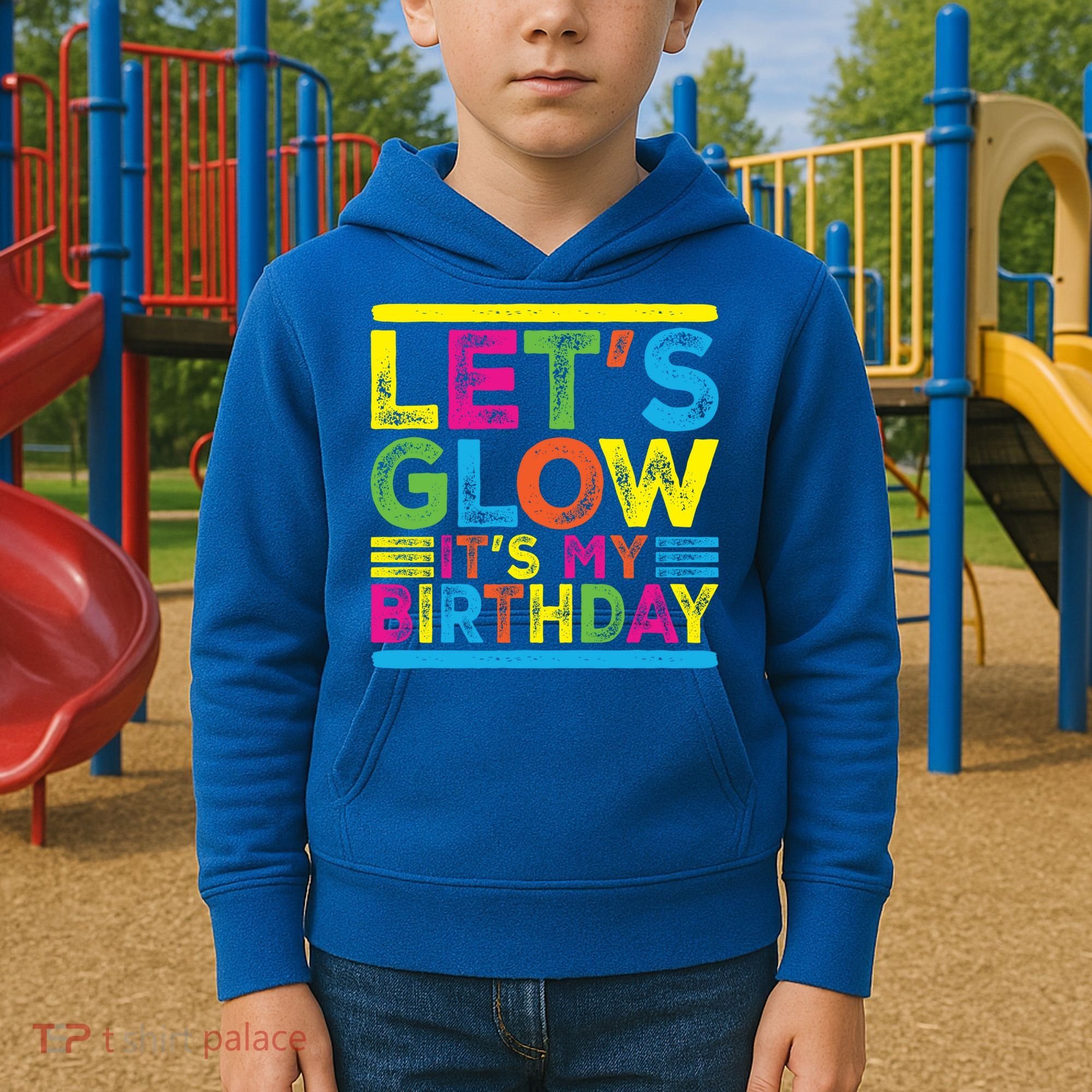 Glow Party Squad Let's Glow Party Birthday Night Matching Gift Kids Hoodie