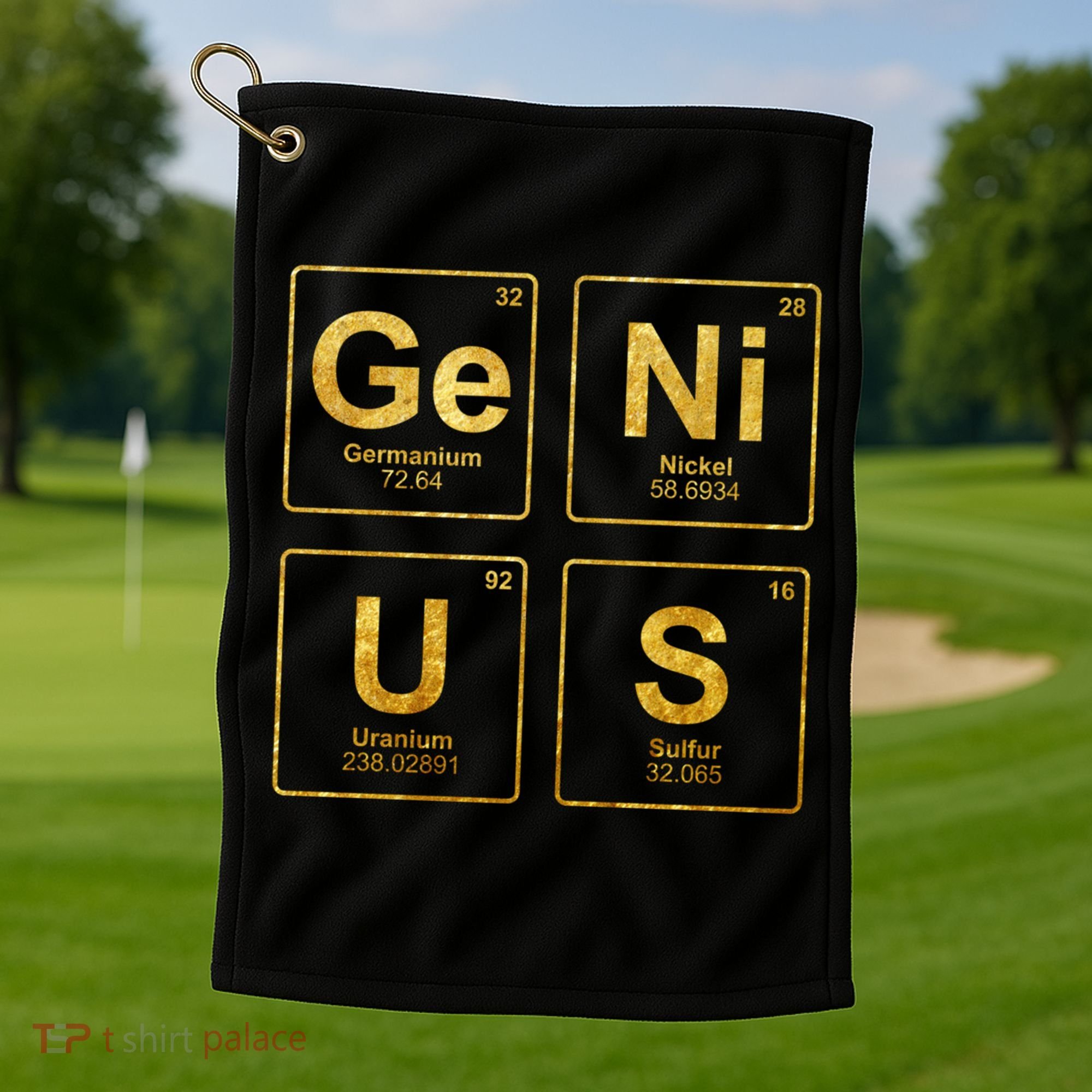 Genius Periodic Table Of Elets Science Nerds Great Gift Golf Towel