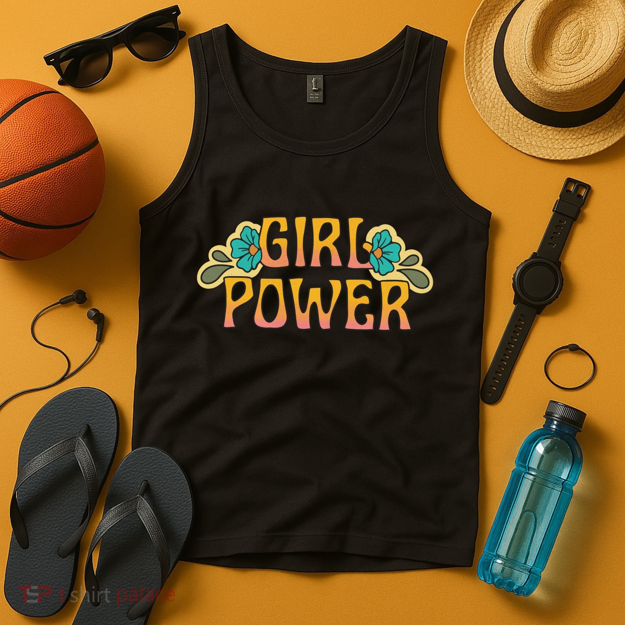 Girl Power Tropical Retro Feminist Tank Top
