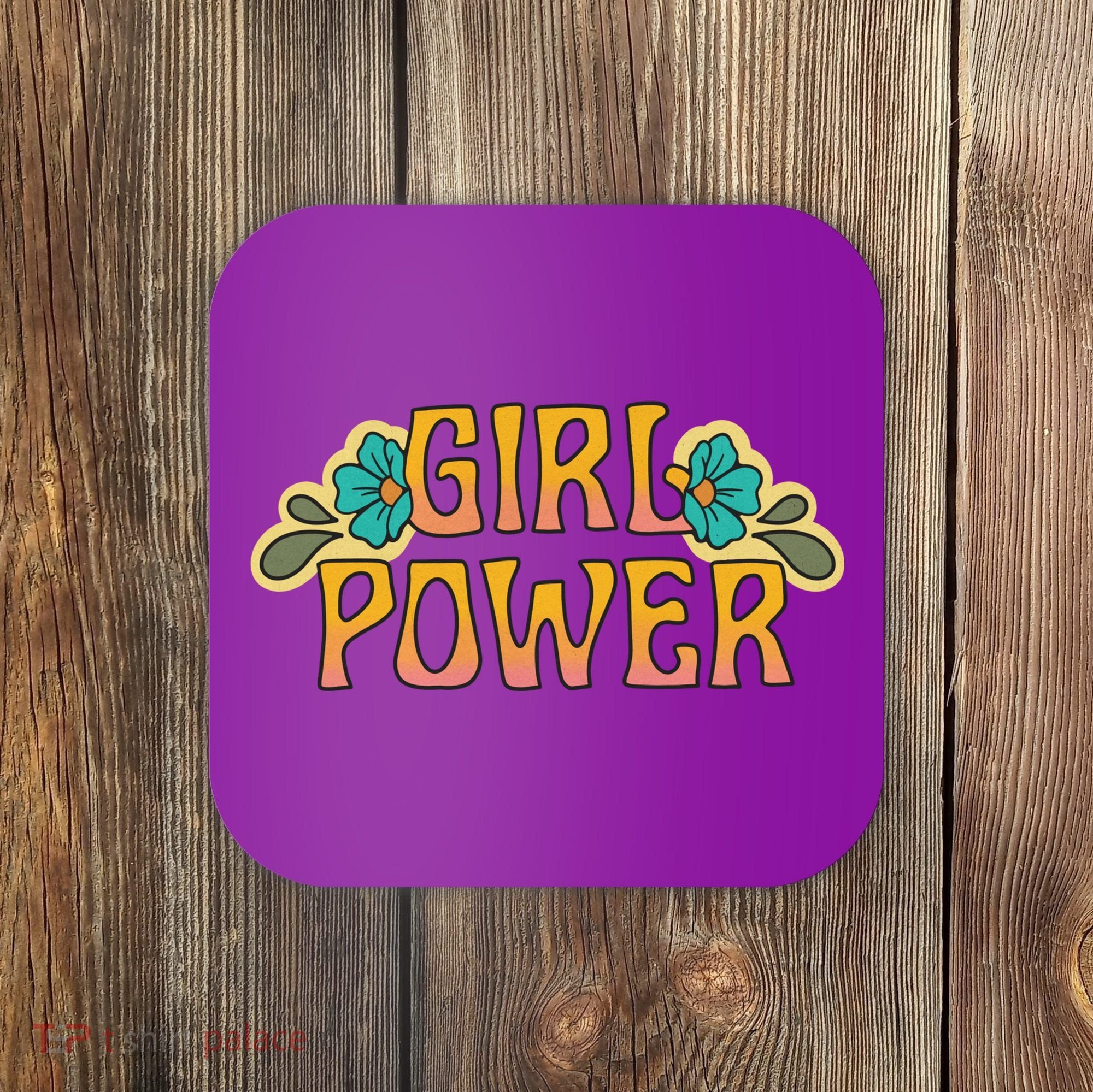 Girl Power Tropical Retro Feminist Coaster