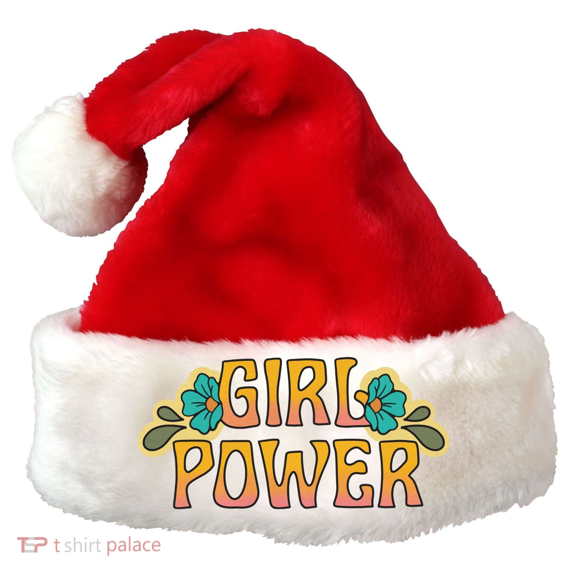 Girl Power Tropical Retro Feminist Santa Hat