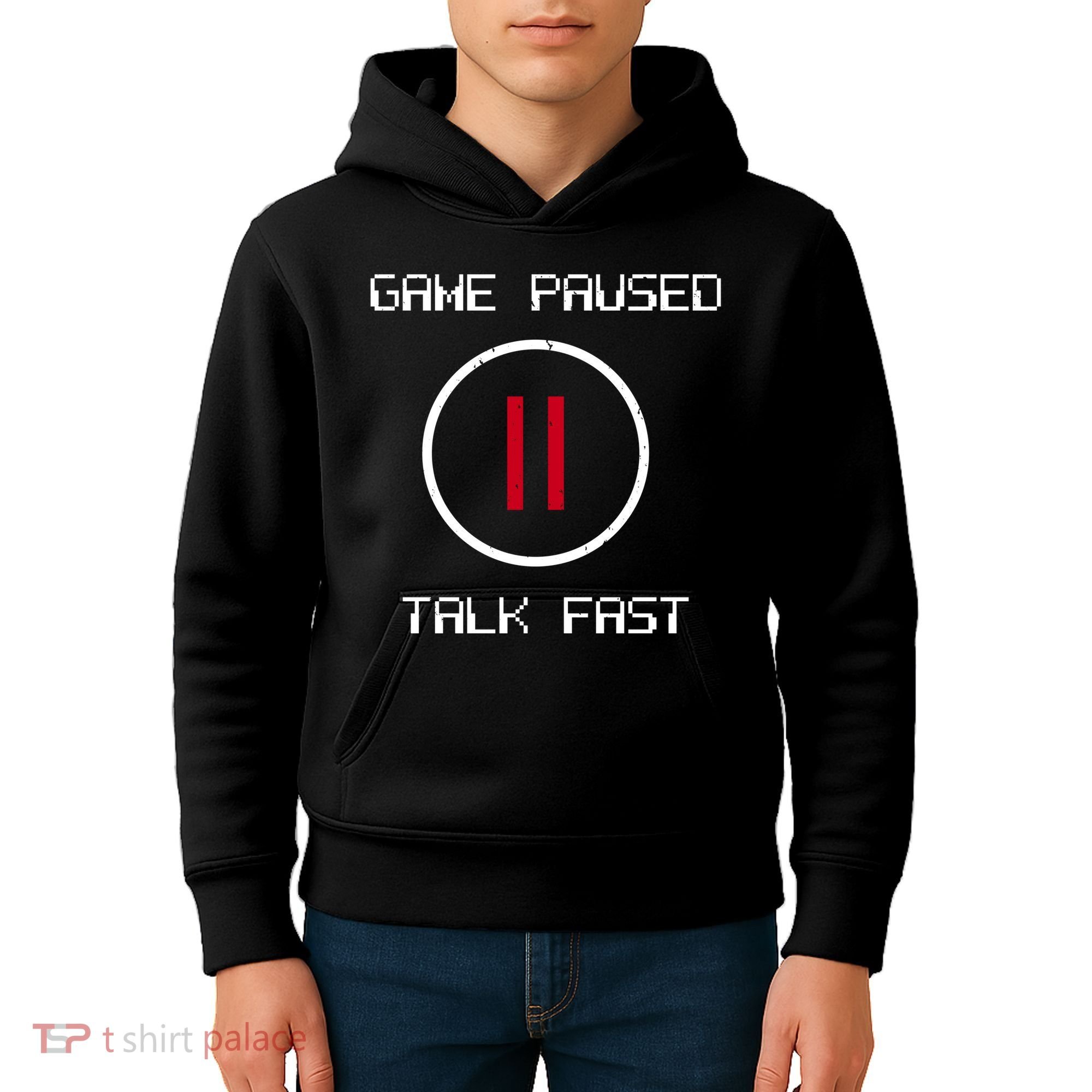 Game Paused Talk Fast Funny Kids Hoodie