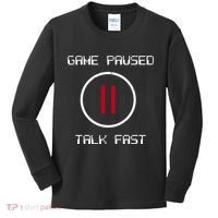 Game Paused Talk Fast Funny Kids Long Sleeve Shirt thumb 0