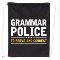 Grammar Police To Serve And Correct Funny Costume Idea Gift Drawstring Bag thumb 0