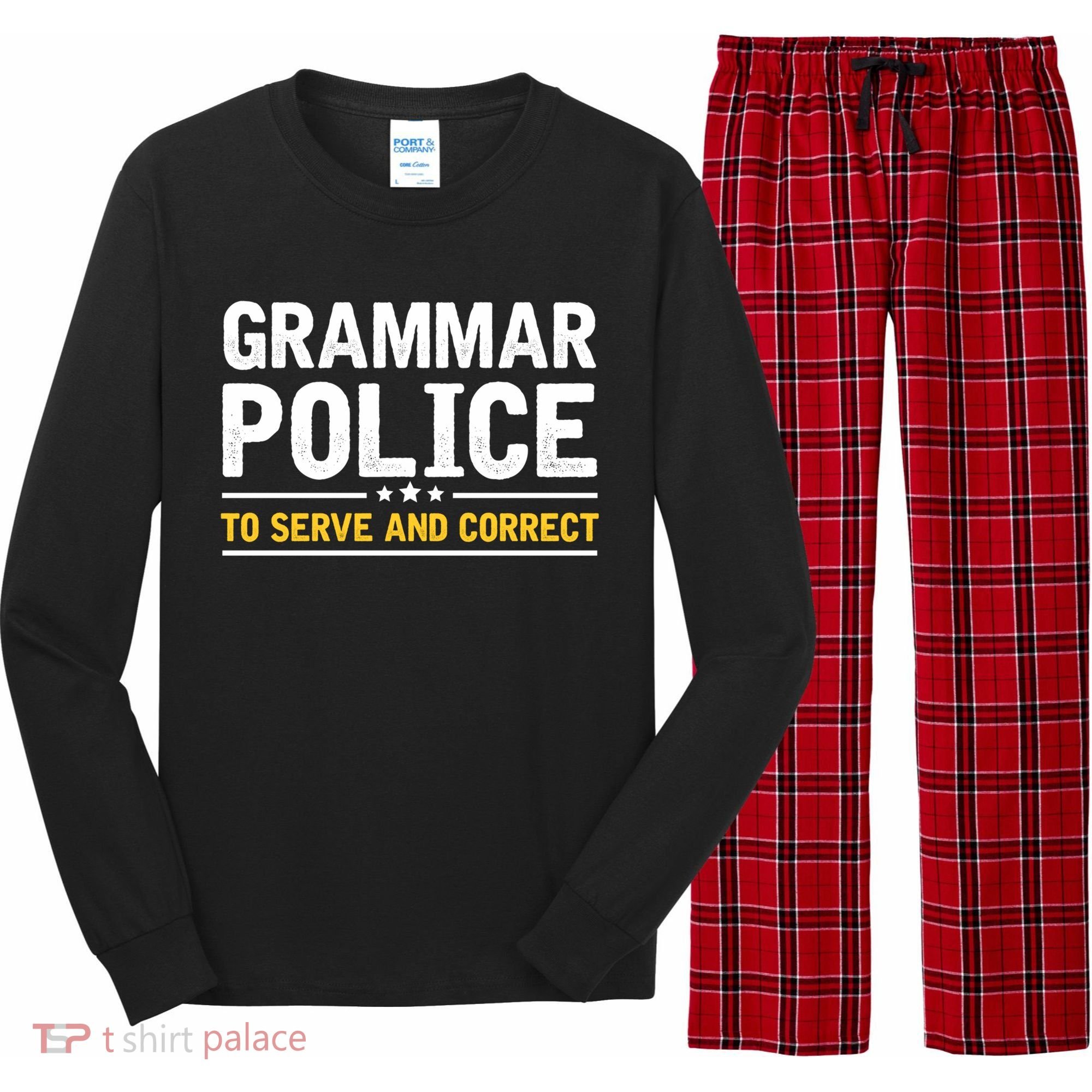 Grammar Police To Serve And Correct Funny Costume Idea Gift Long Sleeve Pajama Set