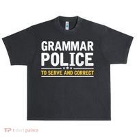 Grammar Police To Serve And Correct Funny Costume Idea Gift Urban Oversized Heavyweight T-Shirt thumb 0