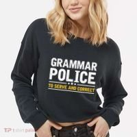 Grammar Police To Serve And Correct Funny Costume Idea Gift Cropped Pullover Crew thumb 2