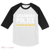 Grammar Police To Serve And Correct Funny Costume Idea Gift Kids Colorblock Raglan Jersey thumb 0