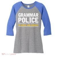 Grammar Police To Serve And Correct Funny Costume Idea Gift Women's Tri-Blend 3/4-Sleeve Raglan Shirt thumb 0