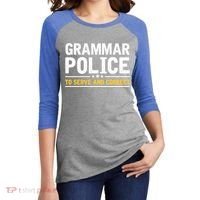 Grammar Police To Serve And Correct Funny Costume Idea Gift Women's Tri-Blend 3/4-Sleeve Raglan Shirt thumb 2