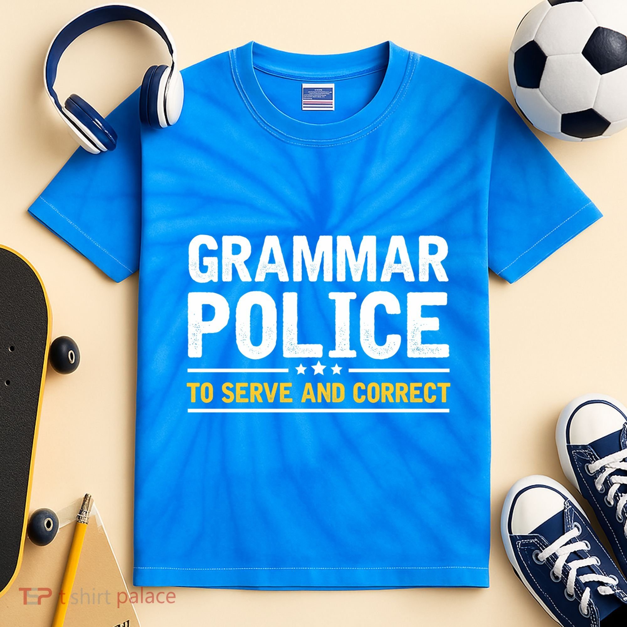 Grammar Police To Serve And Correct Funny Costume Idea Gift Kids Tie-Dye T-Shirt