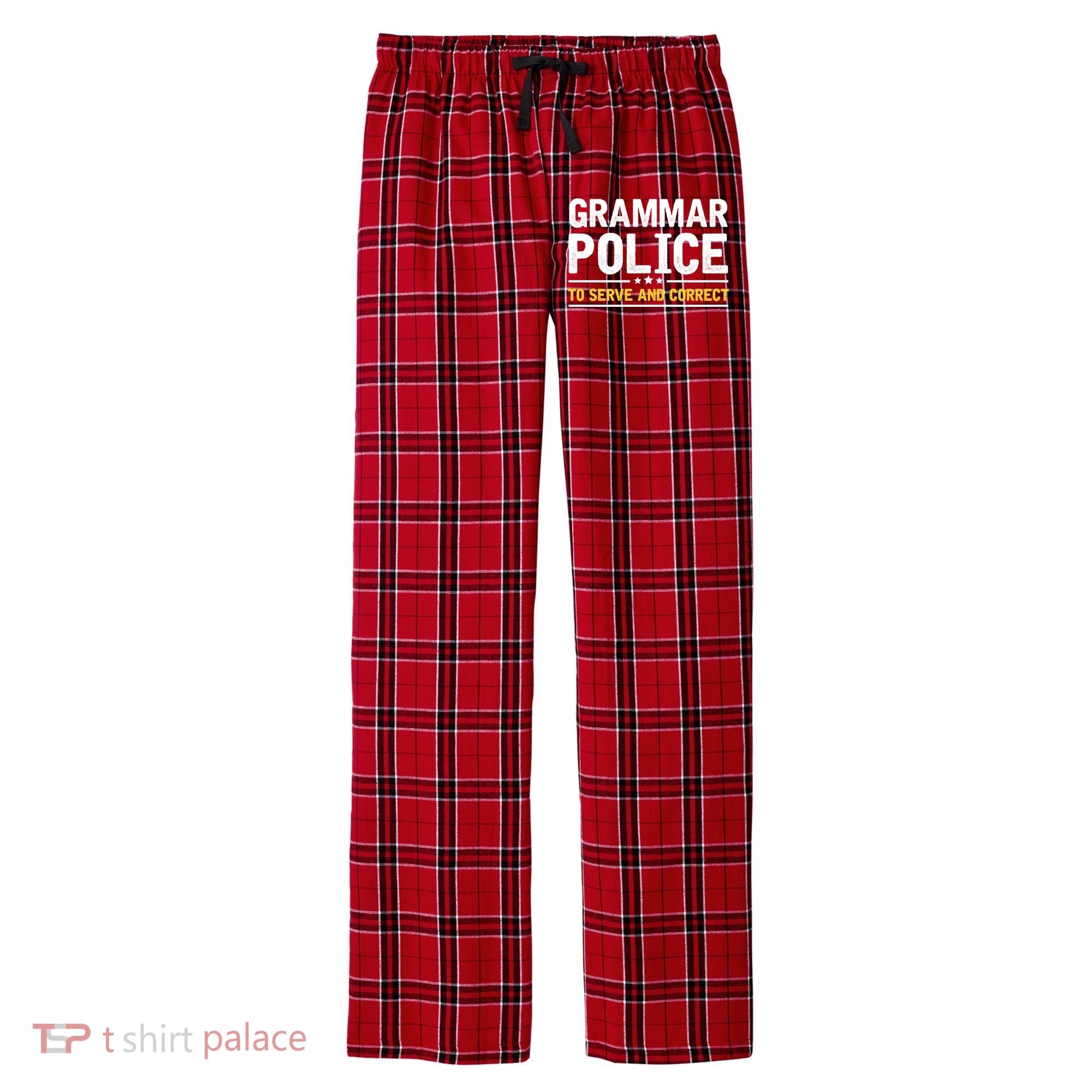 Grammar Police To Serve And Correct Funny Costume Idea Gift Men's Flannel Plaid Pajama Pants
