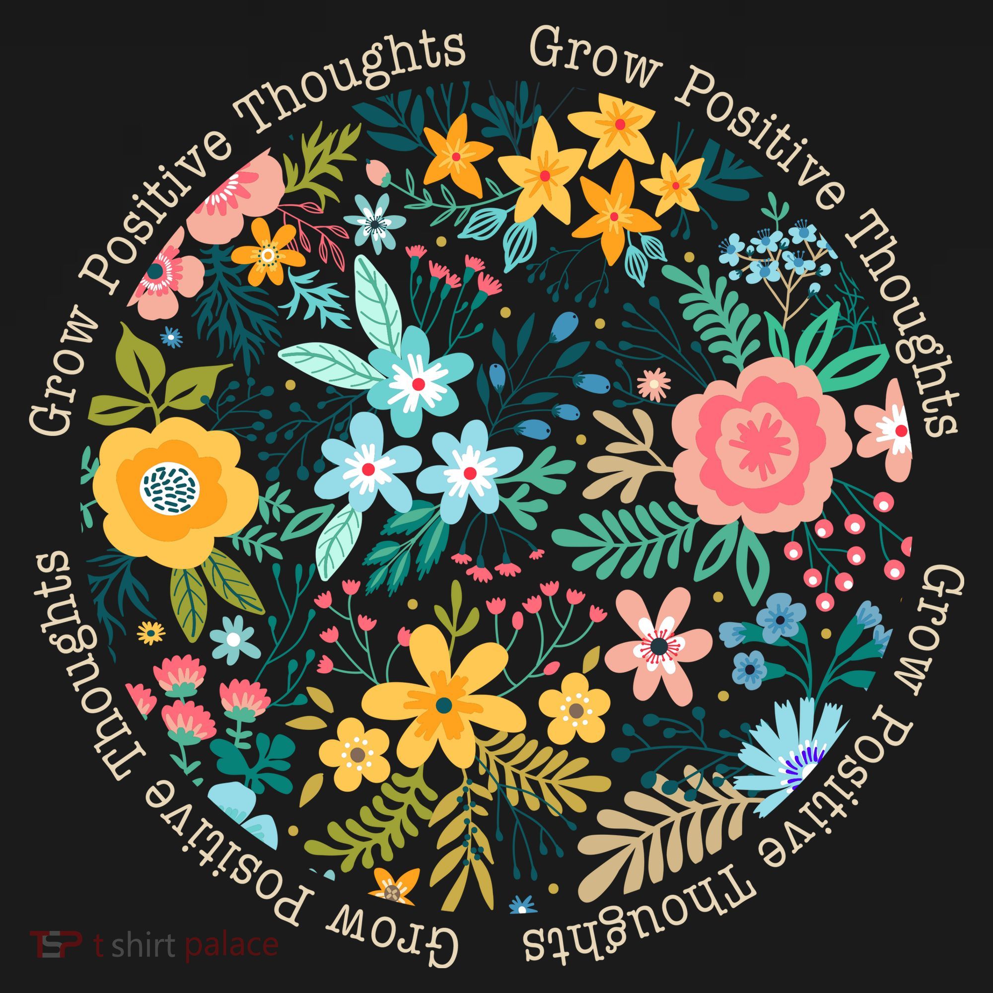 Grow Positive Thoughts Floral Flowers Emblem Backpack