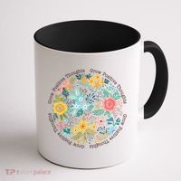 Grow Positive Thoughts Floral Flowers Emblem Coffee Mug thumb 1