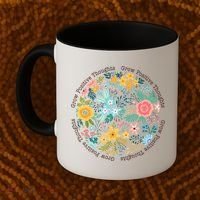 Grow Positive Thoughts Floral Flowers Emblem Coffee Mug thumb 2