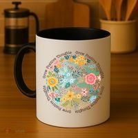 Grow Positive Thoughts Floral Flowers Emblem Coffee Mug thumb 4