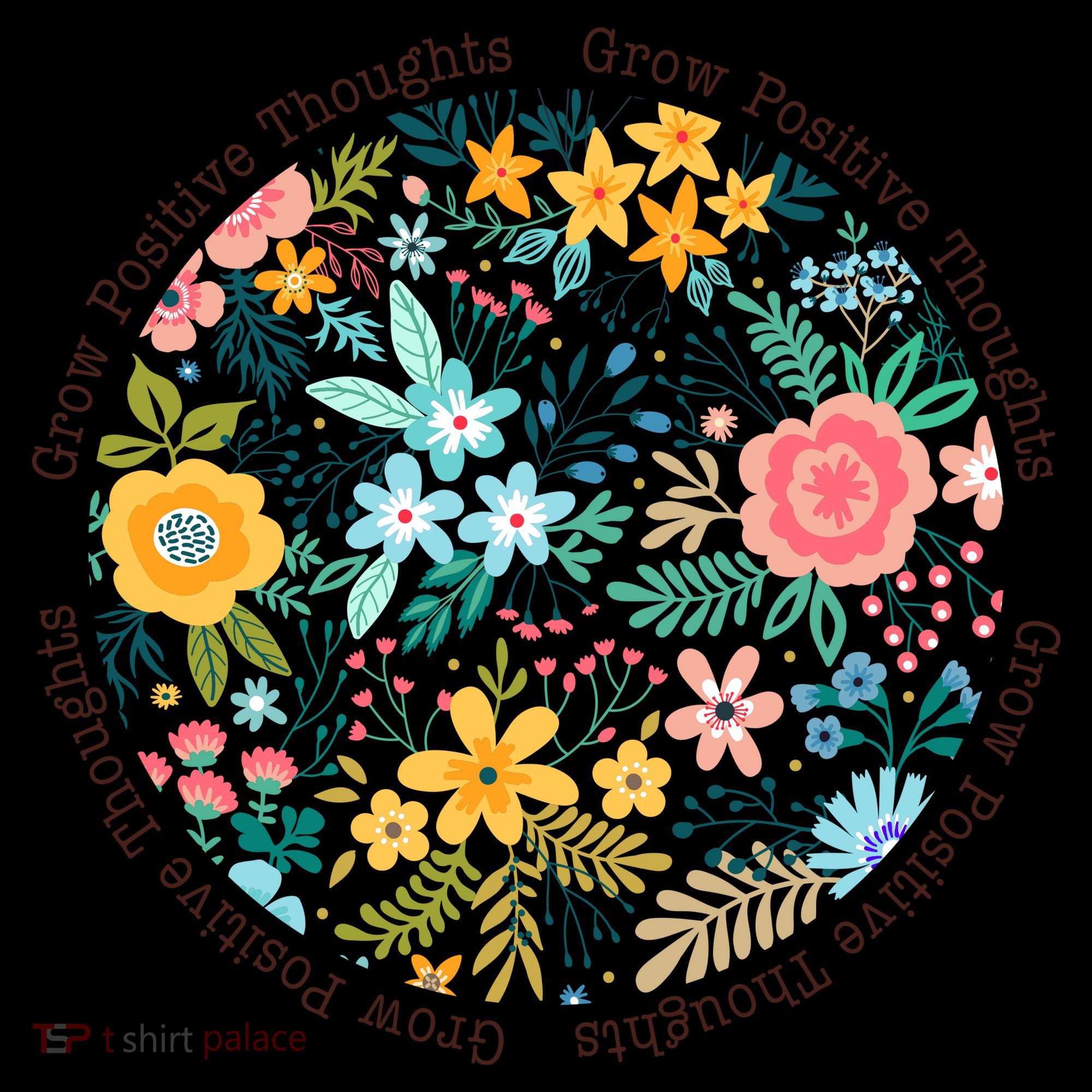 Grow Positive Thoughts Floral Flowers Emblem Coffee Mug