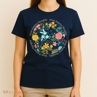 Grow Positive Thoughts Floral Flowers Emblem T-Shirt thumb 4