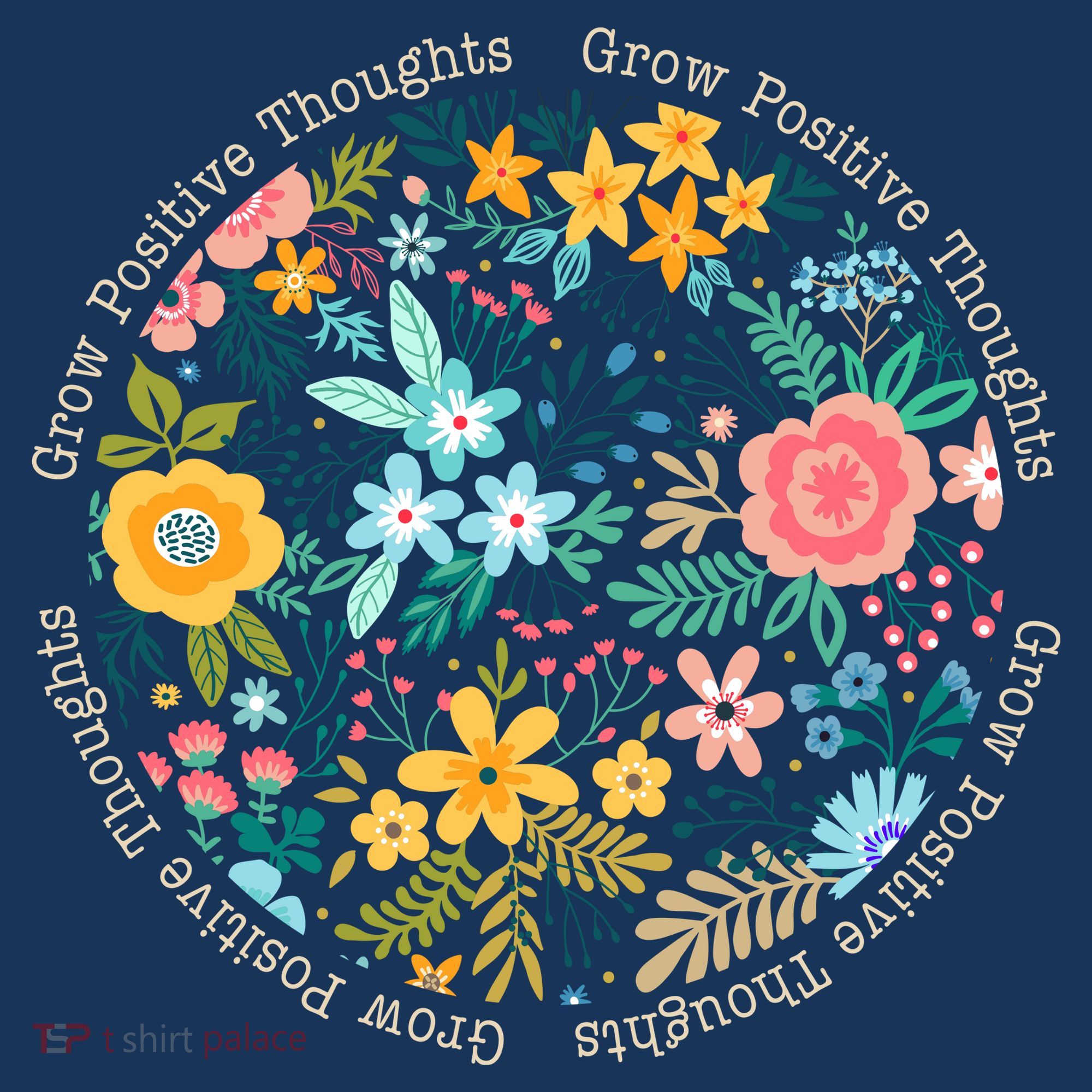 Grow Positive Thoughts Floral Flowers Emblem Women's Hoodie