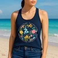 Grow Positive Thoughts Floral Flowers Emblem Women's Tank Top thumb 2