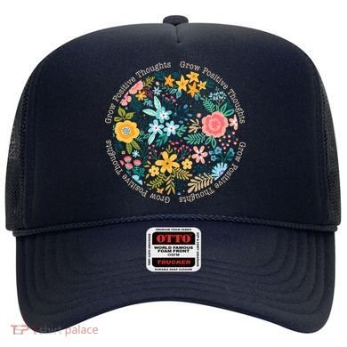 Grow Positive Thoughts Floral Flowers Emblem Hat