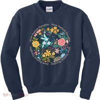 Grow Positive Thoughts Floral Flowers Emblem Kids Sweatshirt thumb 0