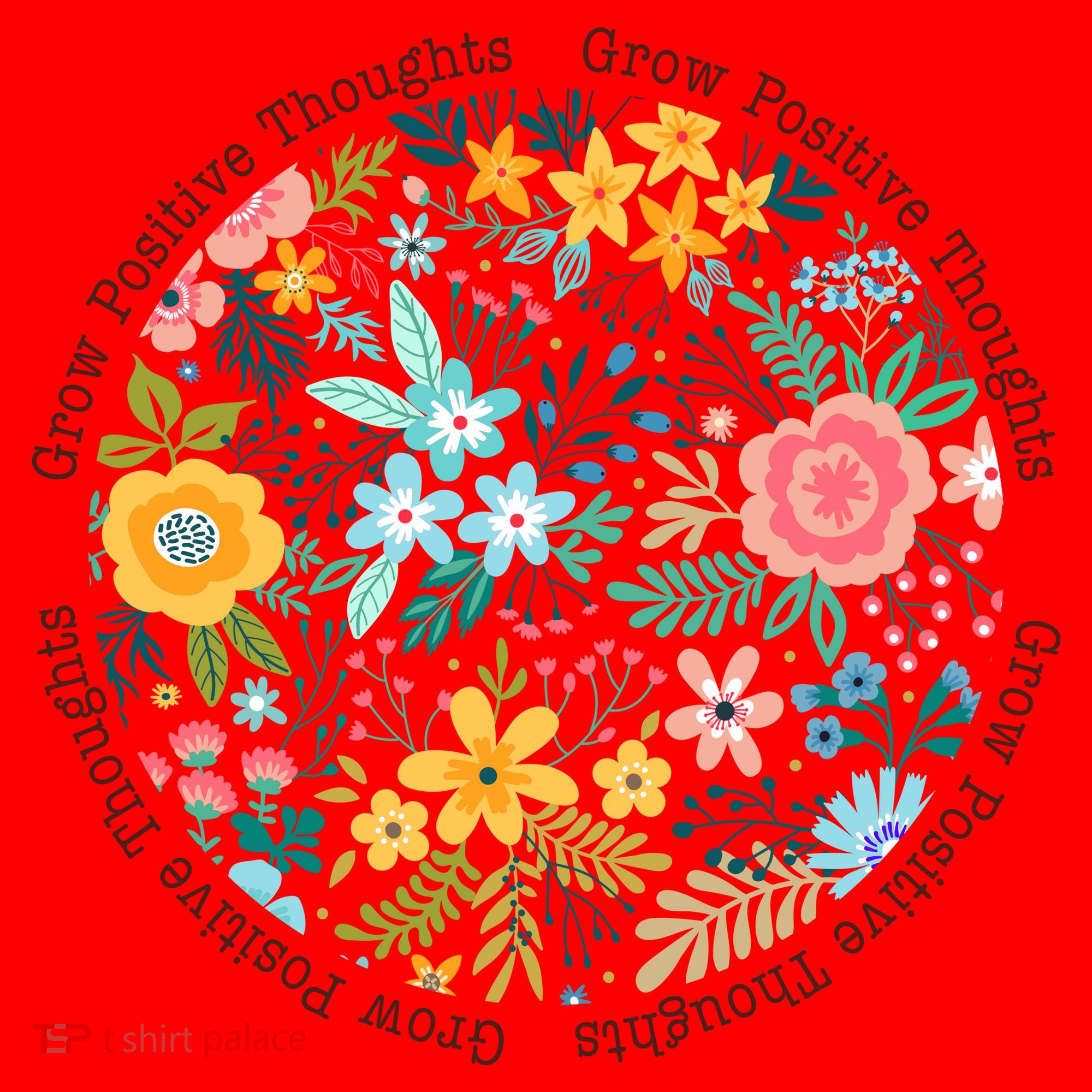 Grow Positive Thoughts Floral Flowers Emblem Santa Hat
