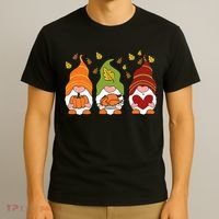 Gnomes Pumpkin Turkey Thanksgiving Day Cute Fall Autumn T-Shirt thumb 3