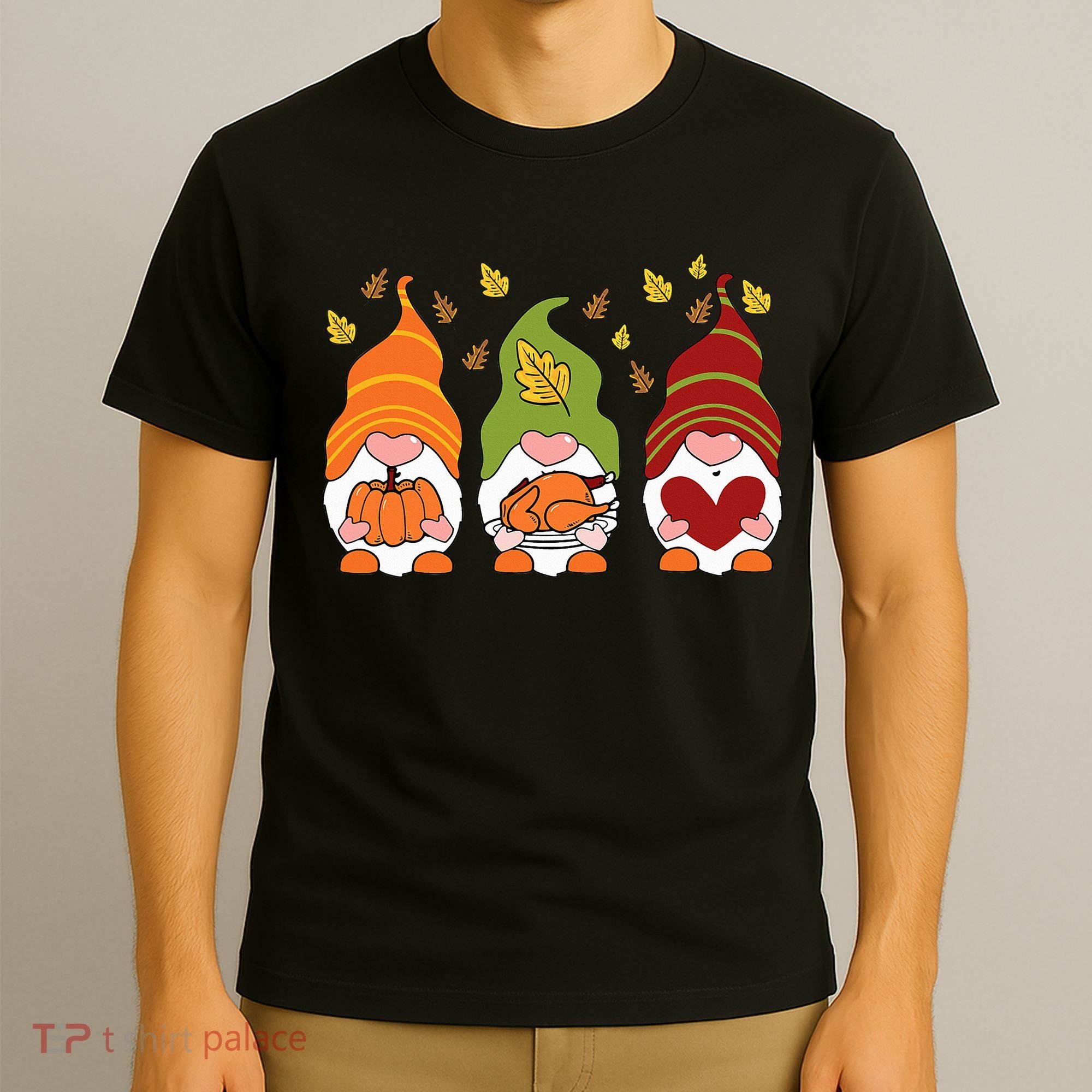 Gnomes Pumpkin Turkey Thanksgiving Day Cute Fall Autumn T-Shirt