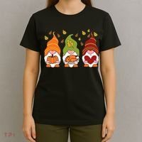 Gnomes Pumpkin Turkey Thanksgiving Day Cute Fall Autumn T-Shirt thumb 4