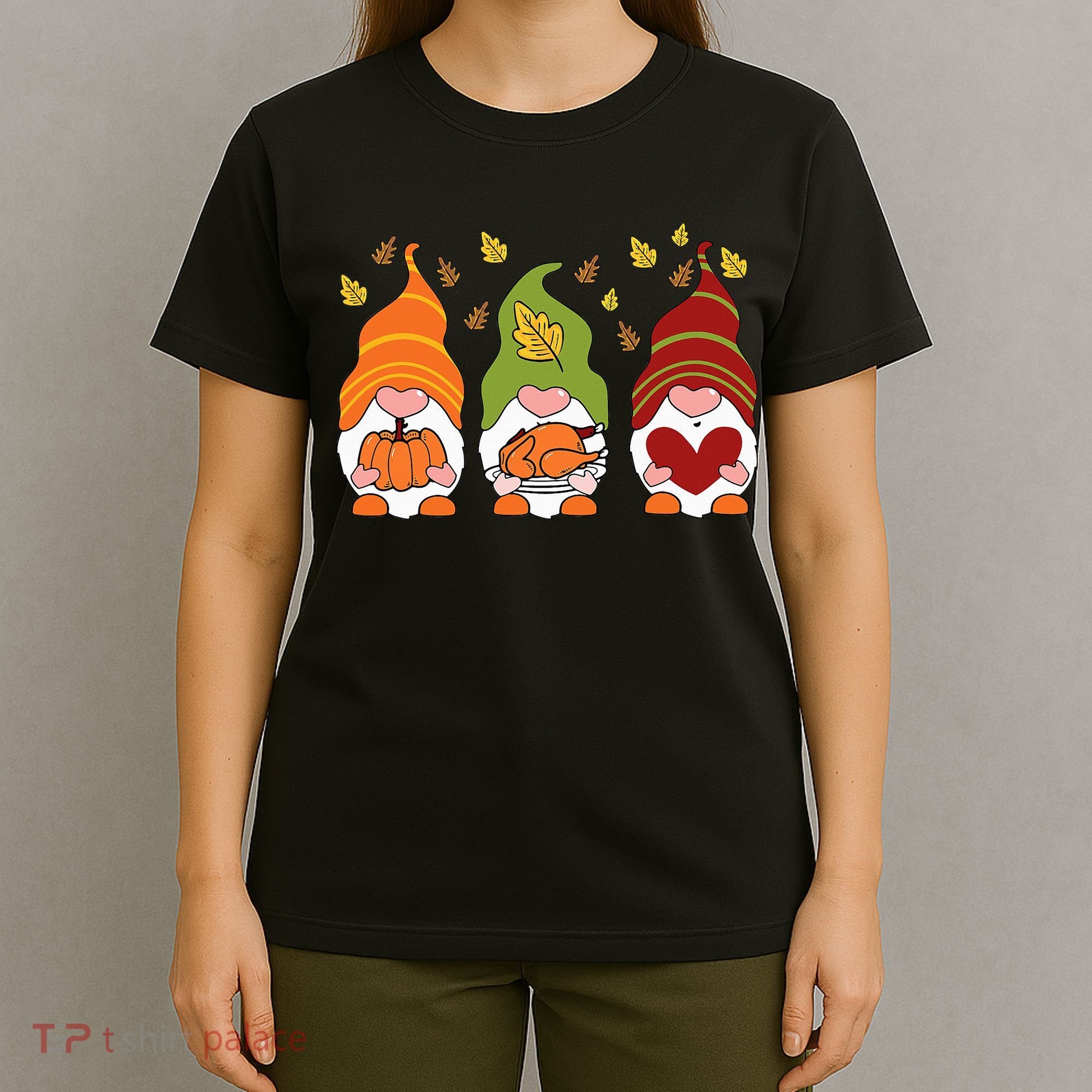 Gnomes Pumpkin Turkey Thanksgiving Day Cute Fall Autumn T-Shirt