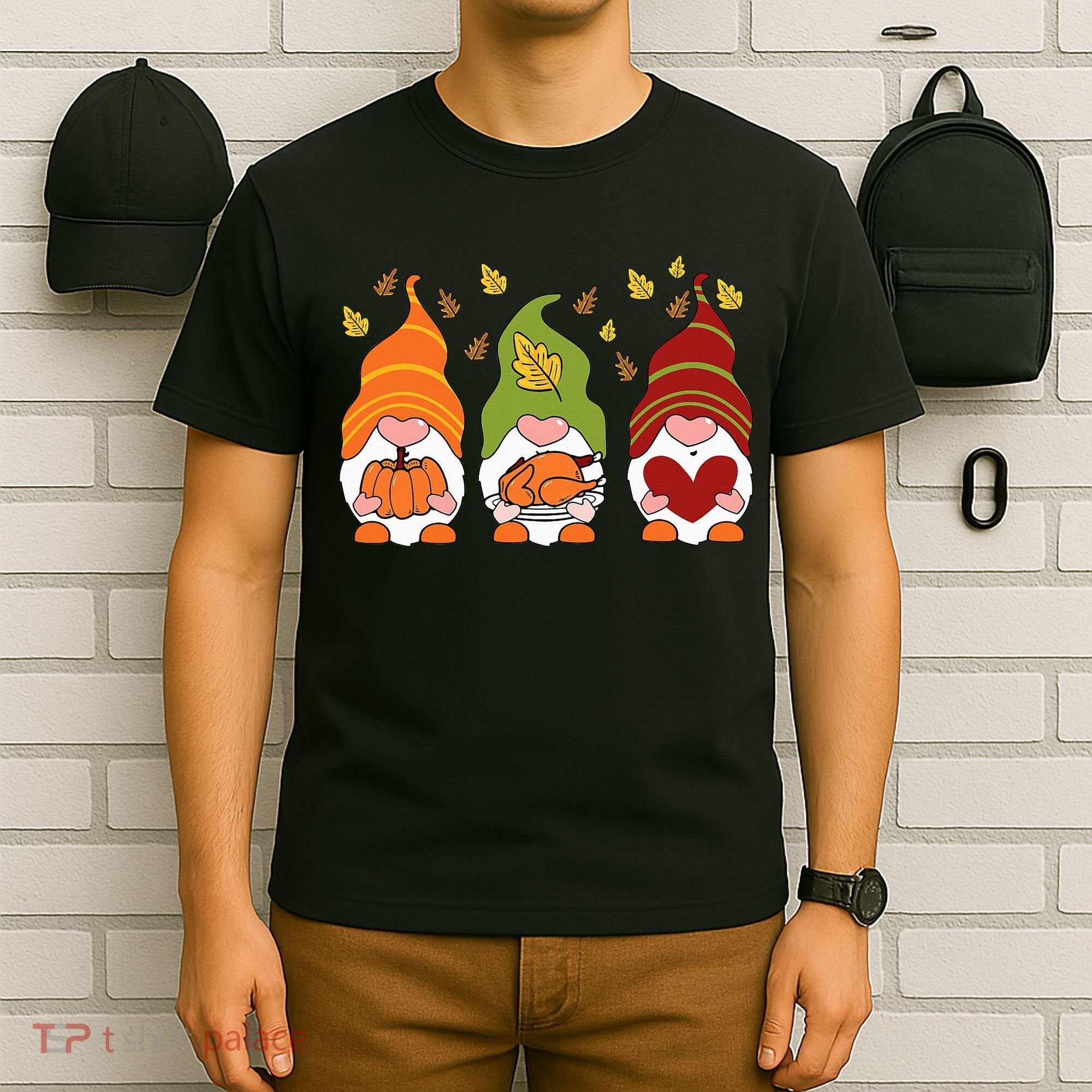 Gnomes Pumpkin Turkey Thanksgiving Day Cute Fall Autumn T-Shirt