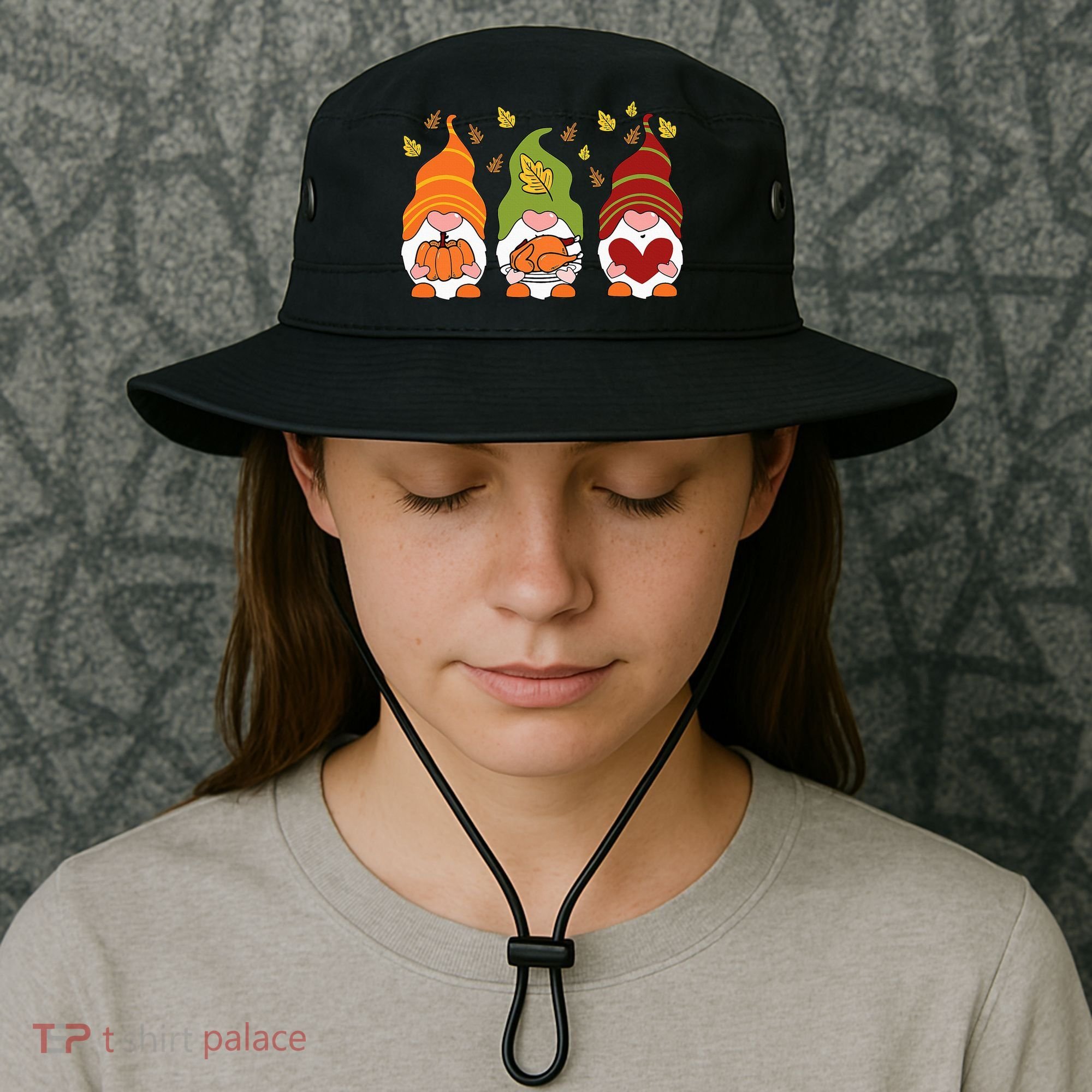 Gnomes Pumpkin Turkey Thanksgiving Day Cute Fall Autumn Bucket Hat