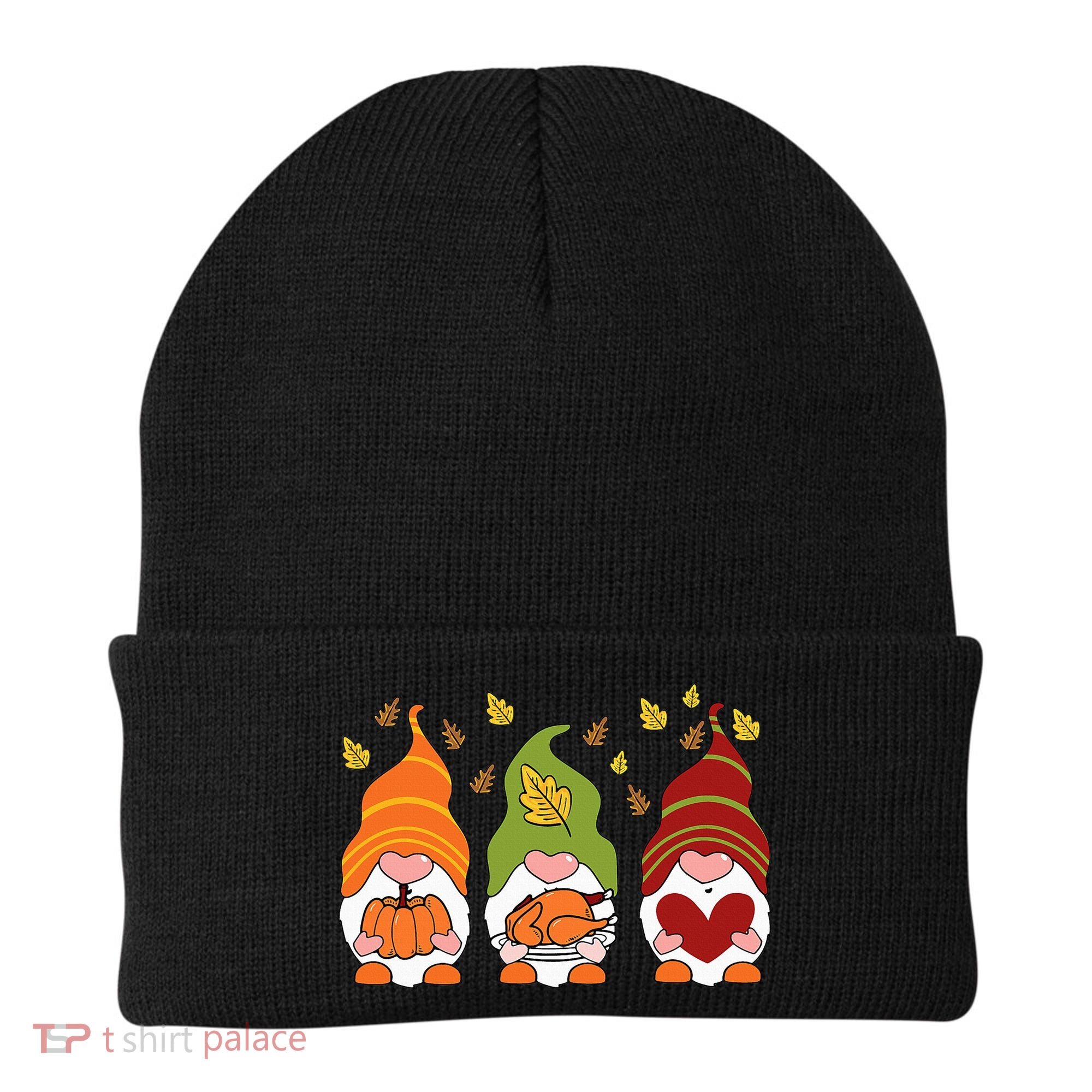 Gnomes Pumpkin Turkey Thanksgiving Day Cute Fall Autumn Beanie