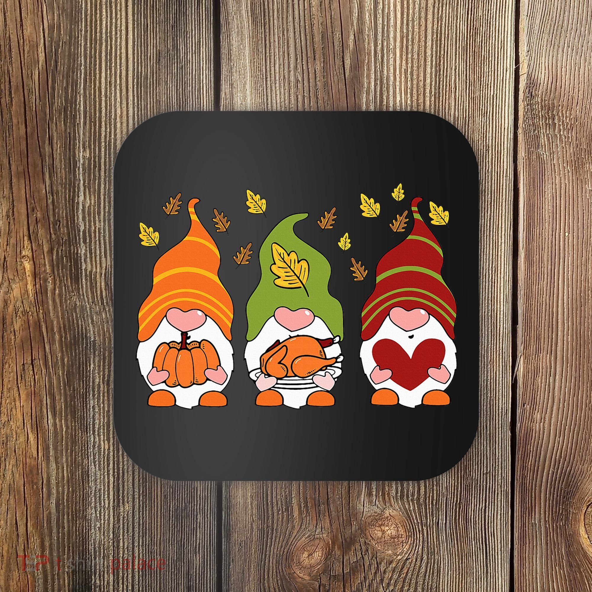 Gnomes Pumpkin Turkey Thanksgiving Day Cute Fall Autumn Coaster