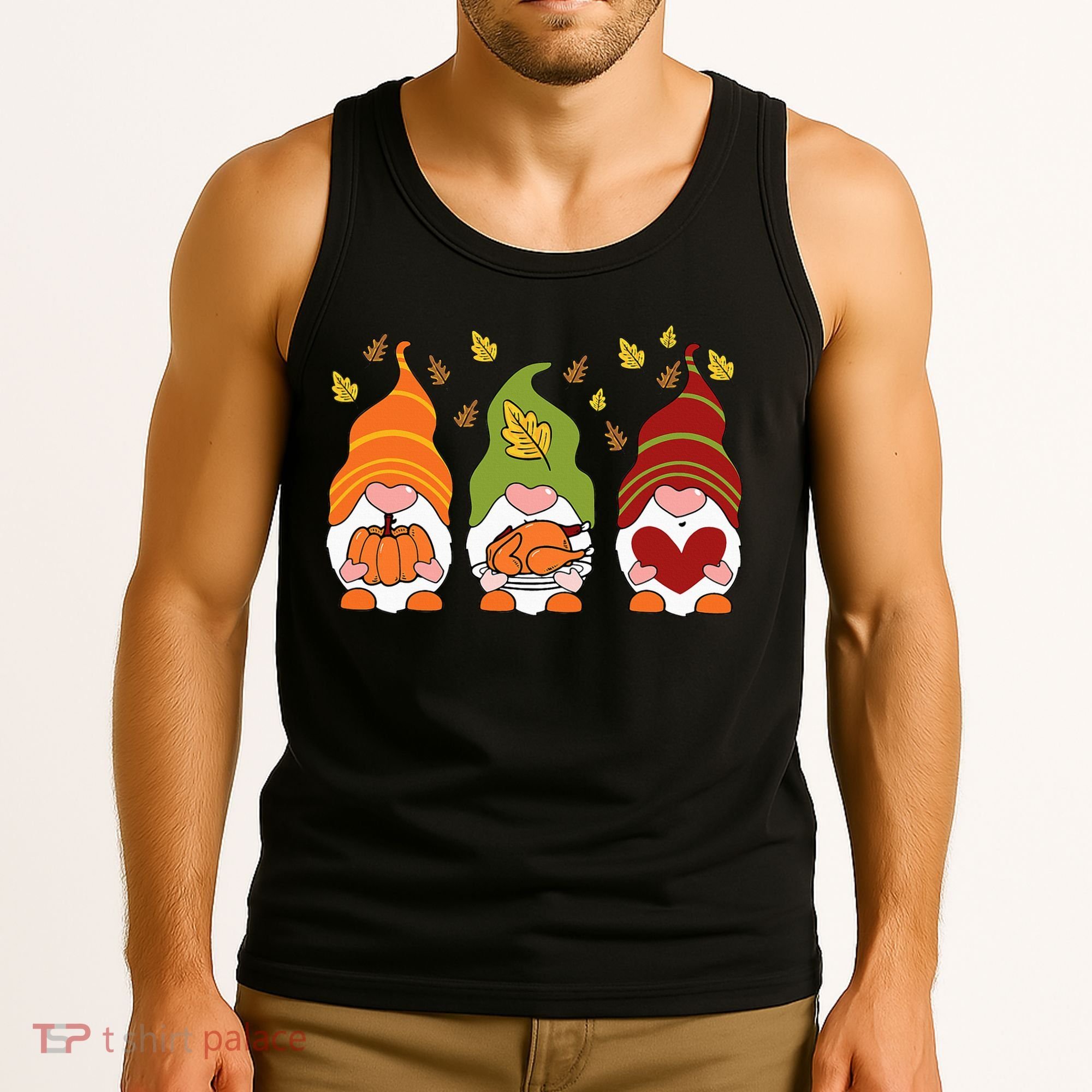 Gnomes Pumpkin Turkey Thanksgiving Day Cute Fall Autumn Tank Top