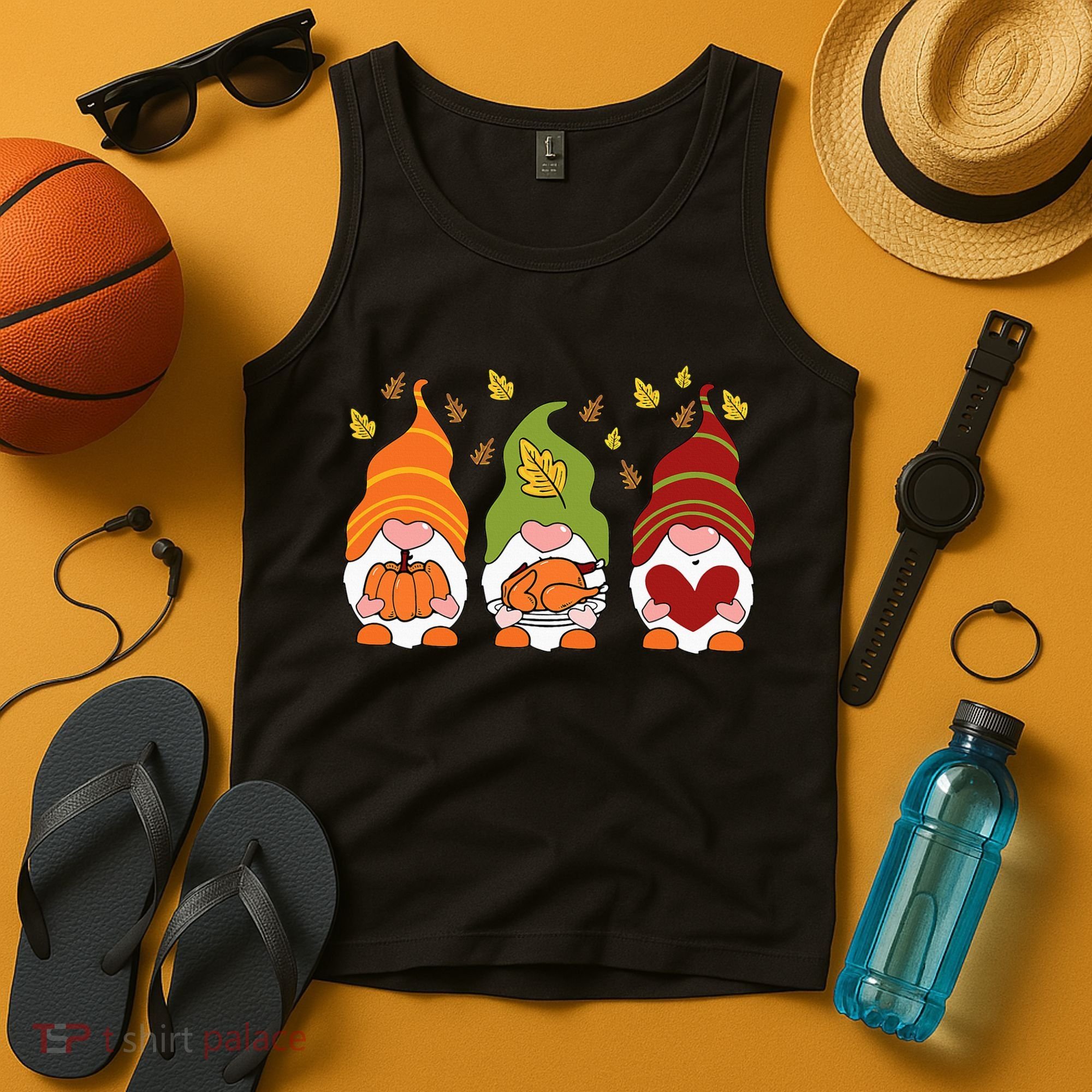 Gnomes Pumpkin Turkey Thanksgiving Day Cute Fall Autumn Tank Top