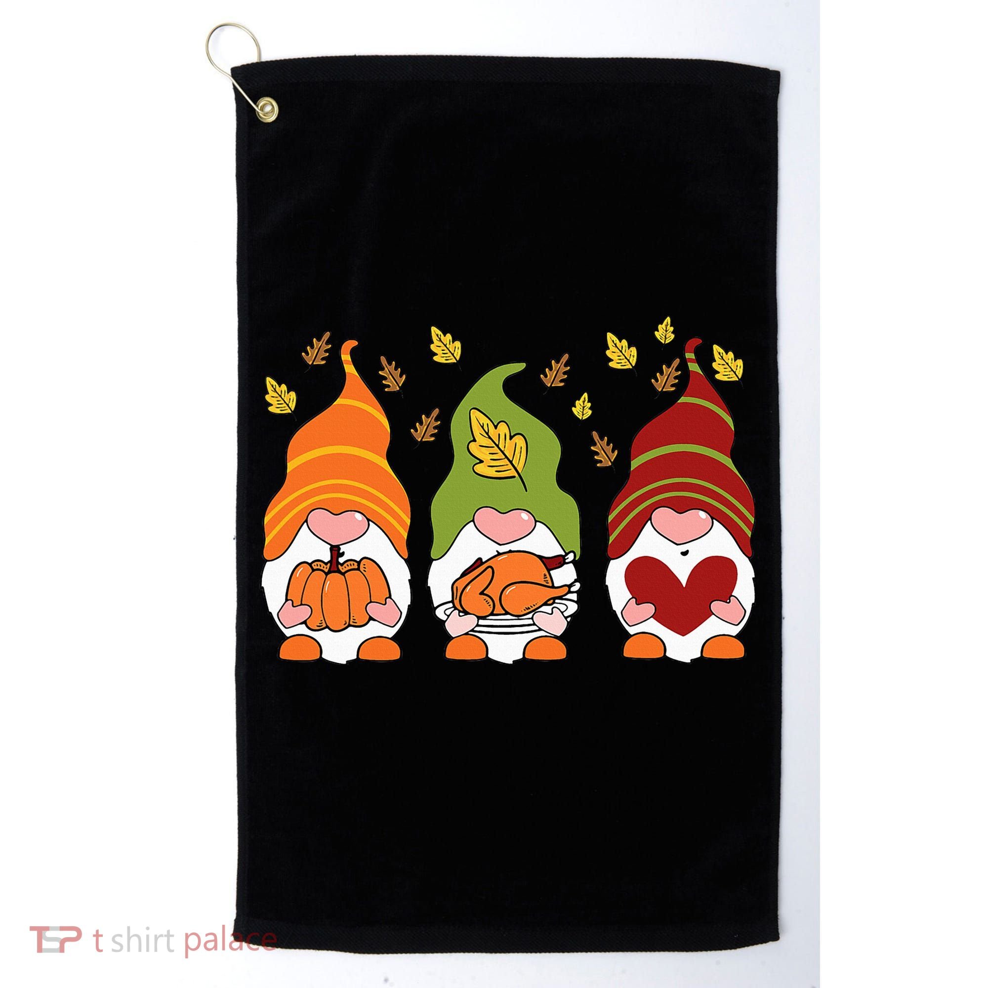 Gnomes Pumpkin Turkey Thanksgiving Day Cute Fall Autumn Golf Towel