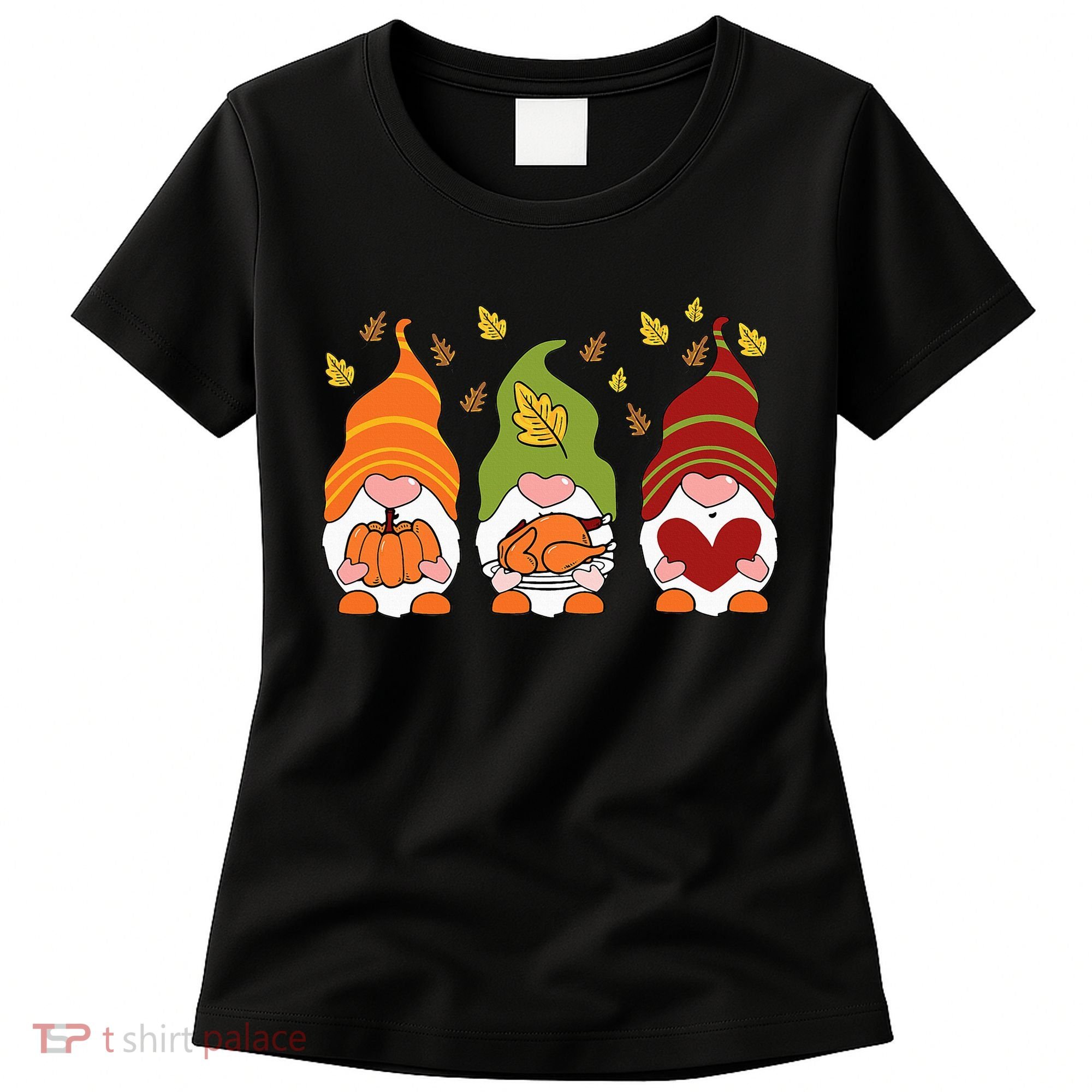 Gnomes Pumpkin Turkey Thanksgiving Day Cute Fall Autumn Women's T-Shirt