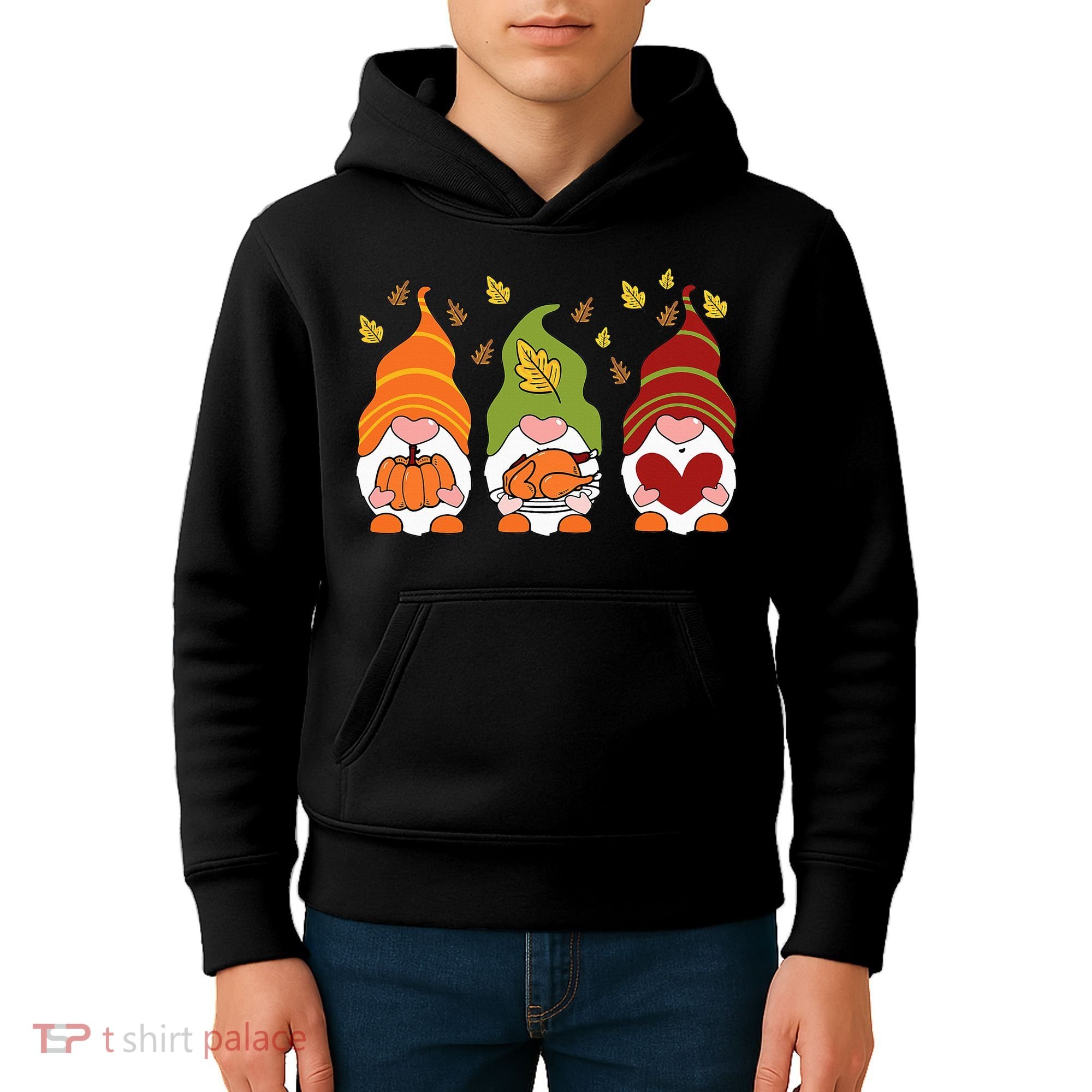 Gnomes Pumpkin Turkey Thanksgiving Day Cute Fall Autumn Kids Hoodie