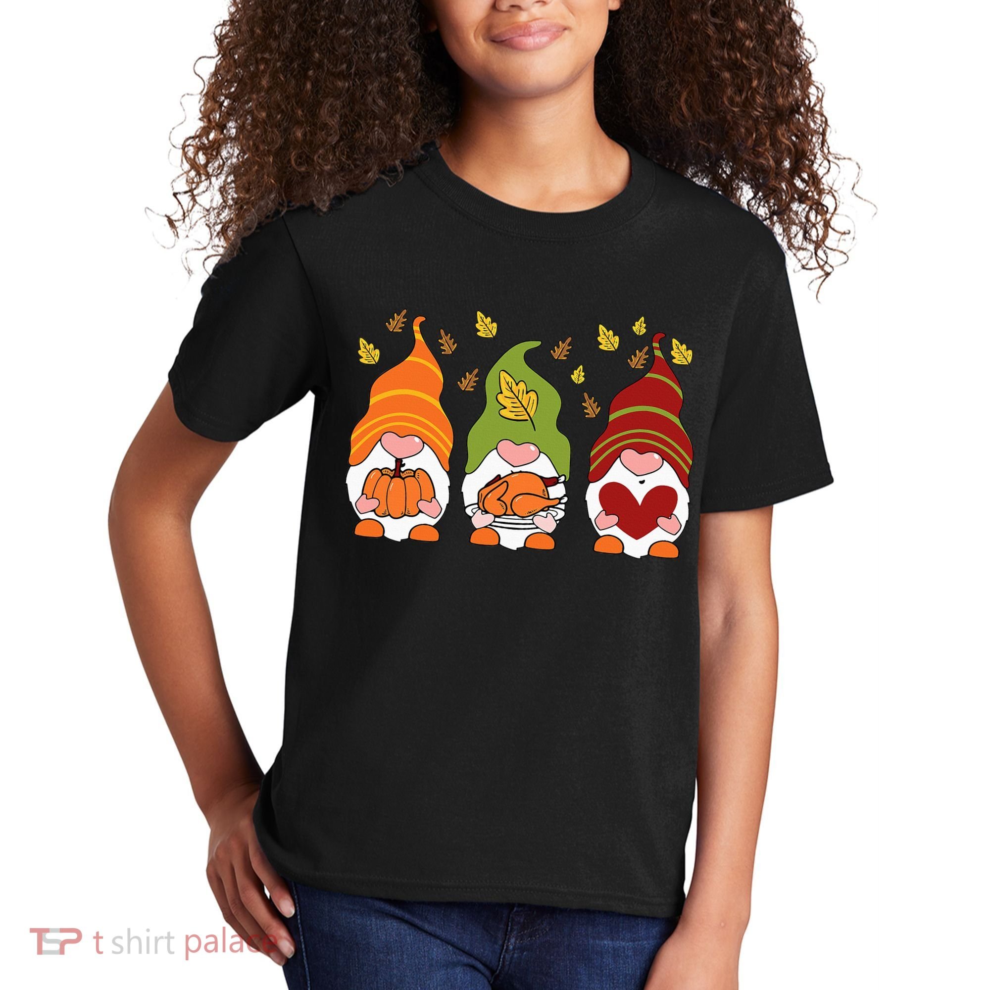 Gnomes Pumpkin Turkey Thanksgiving Day Cute Fall Autumn Kids T-Shirt
