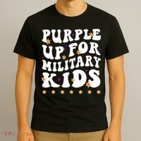 Groovy Purple Up For Military Military Child Month T-Shirt thumb 3