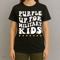 Groovy Purple Up For Military Military Child Month T-Shirt thumb 4