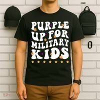Groovy Purple Up For Military Military Child Month T-Shirt thumb 6